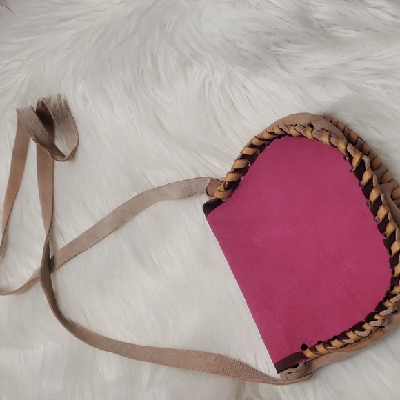Purse pink leather hand crafted - Picture 4 of 12